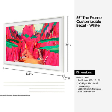 Samsung 65" The Frame Customizable Bezel, Modern White - VG-SCFF65WTBZA (2025)