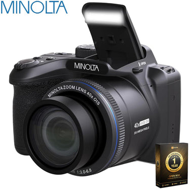 Minolta MN40Z 20MP 1080P FHD Bridge Camera w/40x Optical Zoom Open Box + 1 Year Warranty