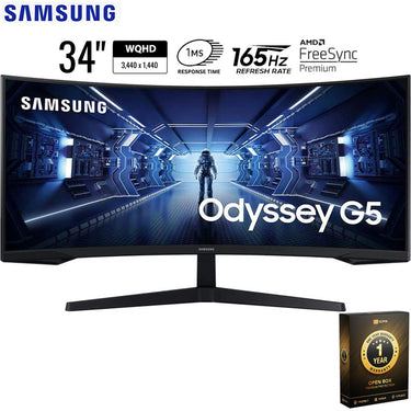 Samsung 34-inch Odyssey G5 Ultra-Wide Curved Monitor - Open Box with 1 Year Warranty