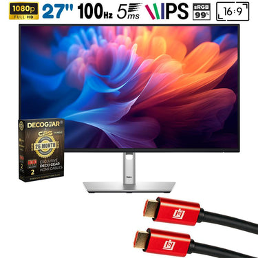 Dell 27" FHD 16:9 5ms IPS LED Monitor, Black and Silver + 26 Month Protection Bundle
