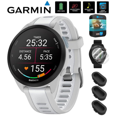 Garmin 010-02863-31 Forerunner 165 Music Smart Sport Watch + 2 Year Warranty Bundle