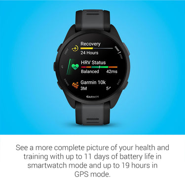 Garmin Forerunner 165 Smart Sport Watch, Black + Slate Gray + 2 Year Warranty Bundle