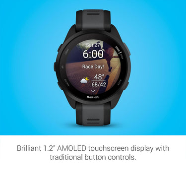 Garmin Forerunner 165 Smart Sport Watch, Black + Slate Gray + 2 Year Warranty Bundle