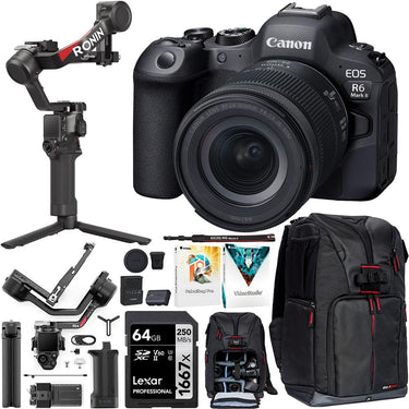 Canon R6 Mark II Mirrorless Camera + 24-105mm Lens Kit + DJI RS 4 Gimbal Stabilizer