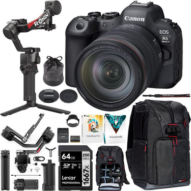 Canon R6 Mark II Mirrorless Camera + 24-105mm Lens + DJI RS 4 Gimbal Stabilizer Bundle