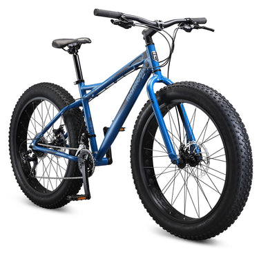 Mongoose Juneau Men and Womens Fat Tire Mountain Bike, 26x4-Inch Big Fat Wheels, Blue