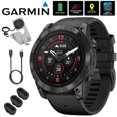 Garmin 010-02804-00 Epix Pro (Gen 2), 51mm, Sapphire, Black + Accessories Bundle