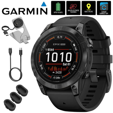 Garmin 010-02803-00 Epix Pro (Gen 2), 47mm, Sapphire, Black + Accessories Bundle