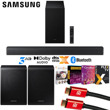 Samsung B-Series 3.1 ch DTS Virtual:X Soundbar w/ Subwoofer (2025) + Rear Speaker Bundle