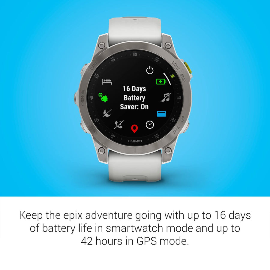 Garmin epix Gen 2, Premium Active Smartwatch, 47mm White Titanium, Factory Refurbished