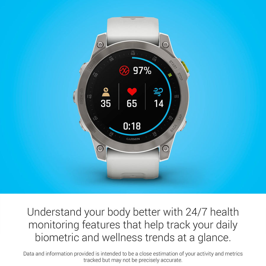 Garmin epix Gen 2, Premium Active Smartwatch, 47mm White Titanium, Factory Refurbished