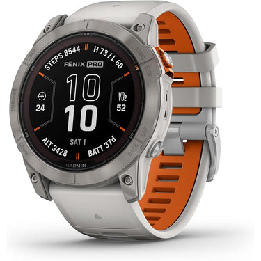 Garmin Fenix 7X Pro Solar, Sapphire, Titanium, Gray/Orange w/ Accessories Bundle