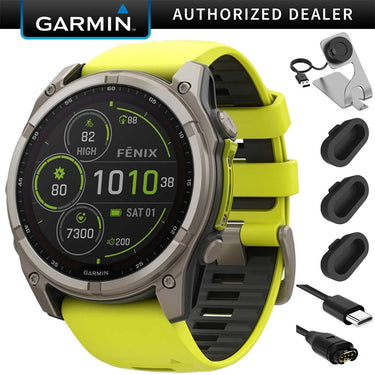 Garmin Fenix 8 47mm Solar Sapphire, Titanium +Charging Dock + Dust Cover Bundle