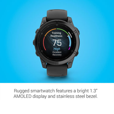 Garmin Fenix E 47mm AMOLED, Stainless Steel Band + Charging Dock + Dust Cover Bundle