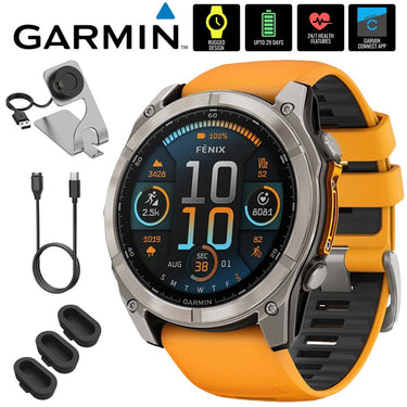 Garmin Fenix 8 51mm Smartwatch, AMOLED Sapphire, Titanium + Accessories Bundle