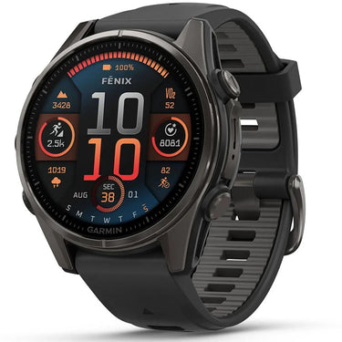 Garmin Fenix 8 43mm Smartwatch, Sapphire, Carbon Gray DLC Titanium + Accessories Bundle