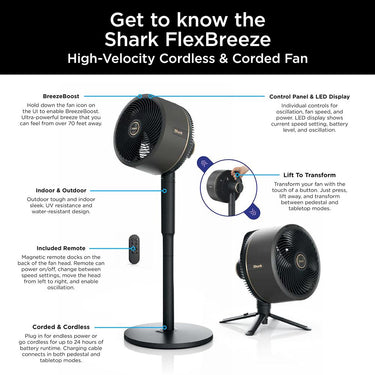 Shark FlexBreeze Portable Indoor/Outdoor Oscillating Fan - Refurbished