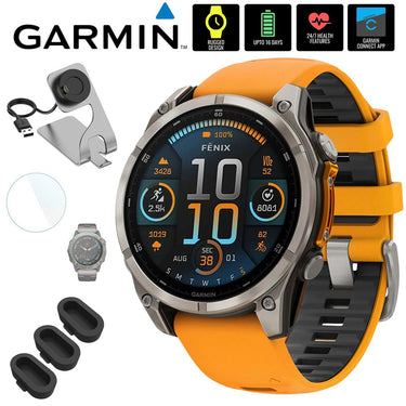 Garmin Fenix 8 47mm Smartwatch, AMOLED, Sapphire, Titanium + Accessories Bundle