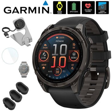Garmin Fenix 8 47mm Smartwatch, Sapphire, Carbon Gray Titanium + Accessories Bundle