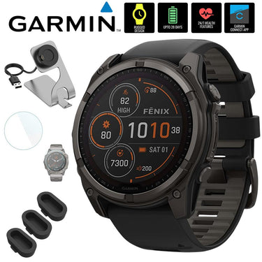 Garmin Fenix 8 47mm Smartwatch, Solar Sapphire + Accessories Bundle