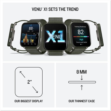 Garmin Venu X1 Premium GPS Smartwatch, Moss Titanium