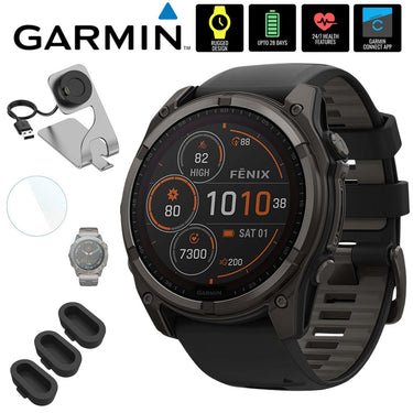 Garmin Fenix 8 51mm Smartwatch, Solar, Sapphire + Accessories Bundle