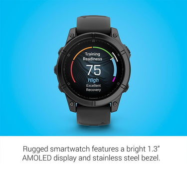 Garmin Fenix E 47 mm, AMOLED,Slate Gray Steel w/Black Silicone Band +Accessories Bundle
