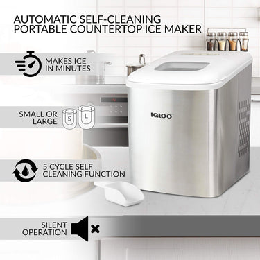 Igloo Stainless Steel Automatic Self-Cleaning Portable Electric Ice Maker Machine