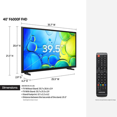 Samsung 40 inch 1080P FHD F6000F 4K Smart TV (2025) with 19-45 Inch TV Wall Mount Bundle