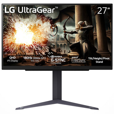 LG 27" UltraGear QHD 1440P 180Hz 1ms G-Sync Compatible IPS Gaming Monitor