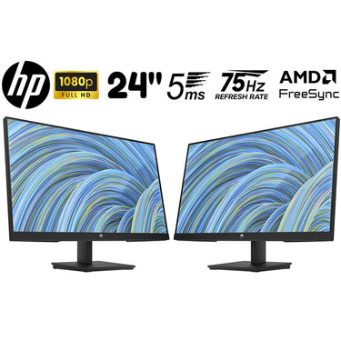 Hewlett Packard 24" Full HD FreeSync LCD Monitor Black 2 Pack with HDMI Cable