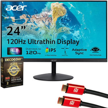 Acer 23.8" FHD 120Hz Ultra-Slim IPS Gaming Monitor w/ Extended Protection Bundle