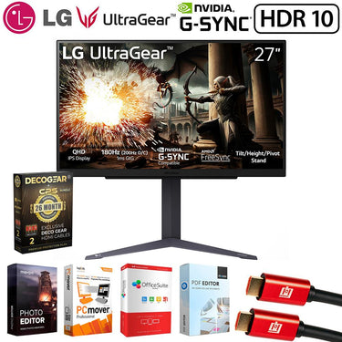 LG 27" UltraGear QHD Compatible IPS Gaming Monitor + 26 Months Protection Bundle