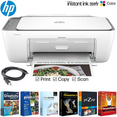 Hewlett Packard Wireless Color Inkjet Printer + Printer Essentials & Cable