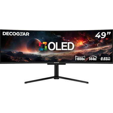 Deco Gear 49" OLED-QD Ultrawide Monitor, DQHD, 144Hz, 0.03ms, 100% sRGB Open Box