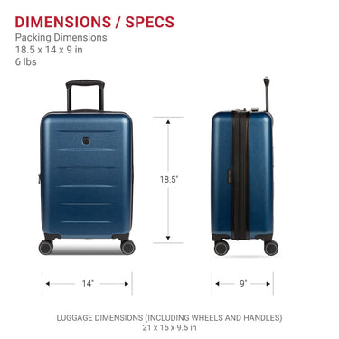 Swiss Gear Eclipse Hardside Expandable Luggage with Spinner Wheels, Navy, Carry-On 18-Inch