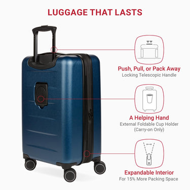 Swiss Gear Eclipse Hardside Expandable Luggage with Spinner Wheels, Navy, Carry-On 18-Inch
