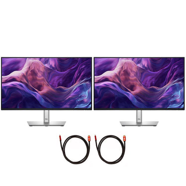 Dell P2425H 24" Full HD 1080p 16:9 Dual LED Monitor, Black/Silver + 2x 6FT HDMI Cable