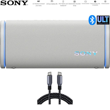 Sony ULT Field 5 Wireless Portable Bluetooth Speaker Off-White + 6' USB-C Cable