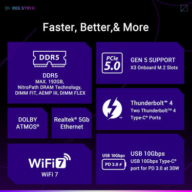 ASUS ROG Strix Z890-E Gaming WiFi Intel Z890 ATX Motherboard with AI, 7X M.2, WiFi 7