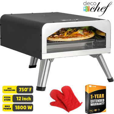 Deco Chef Electric Pizza Oven w/ 12" 2-in-1 Pizza Stone and Grill + Warranty Bundle