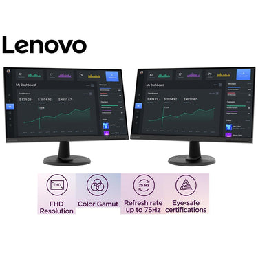 Lenovo D24-40 24" Full HD 75Hz 16:9 4ms VA Monitor Raven Black 2 Pack