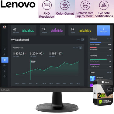 Lenovo 24" Full HD 75Hz 16:9 4ms VA Monitor Raven Black with 2 Year Warranty