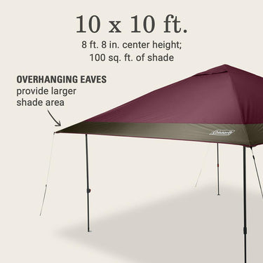 Coleman Oasis Instant 10x10ft Pop-Up Canopy Tent with Wall Attachment, Blackberry