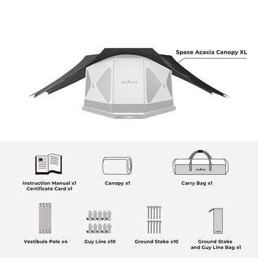 Acacia Canopy XL for 3-in-1 Camping Sytem with Tent and 6" Air Floor, Moonstone