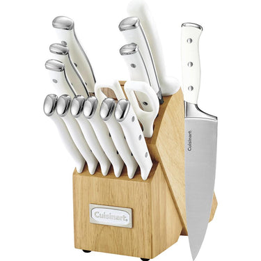 Cuisinart Triple Rivet 15-Piece Cutlery Set with Storage Block, White Open Box