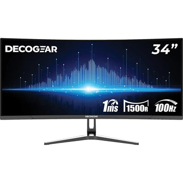 Deco Gear 34 inch Curved Ultrawide Business Monitor, 3440x1440, 100Hz, HDR - Open Box
