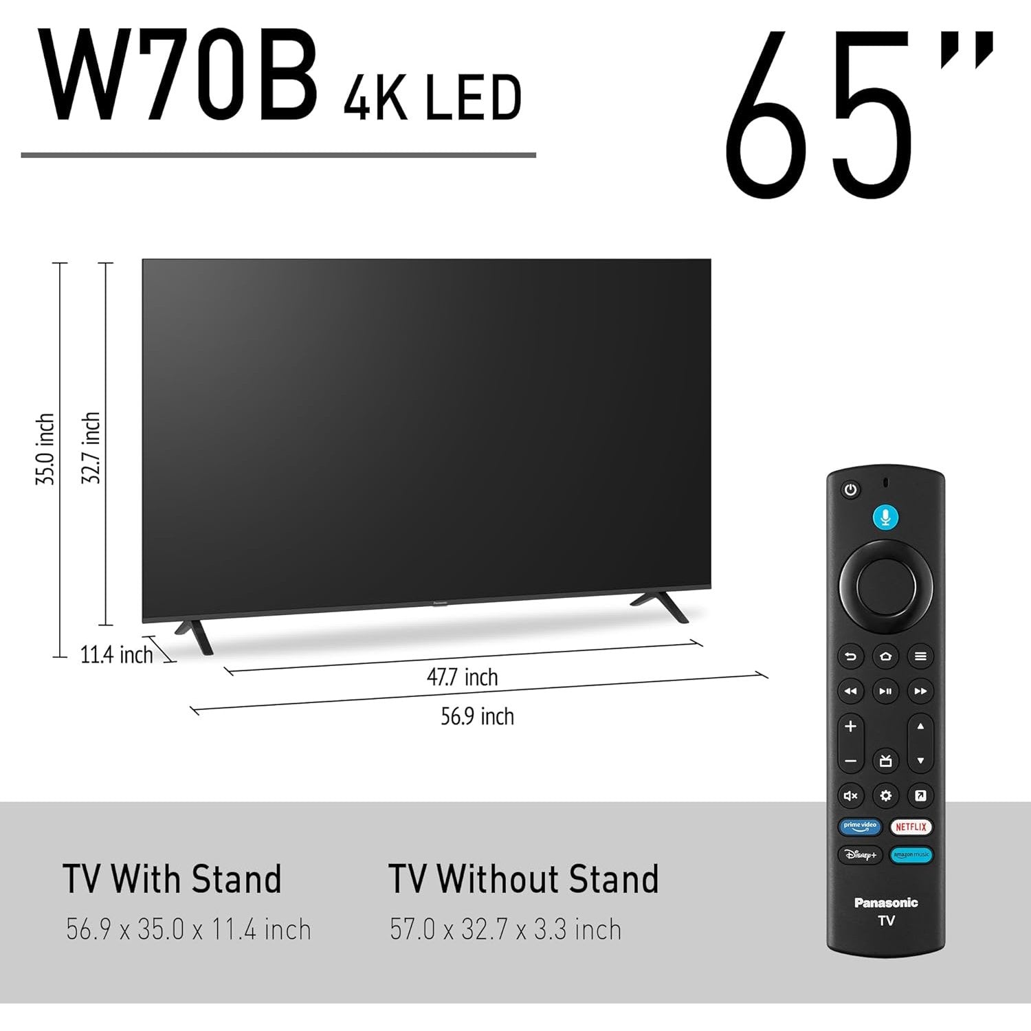Panasonic W70 Series 65 inch LED 4K Ultra HD Smart Fire TV — view 2