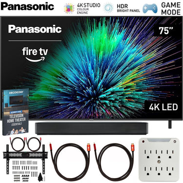 Panasonic W70 Series 75 inch LED 4K Ultra HD Smart Fire TV with Soundbar Bundle