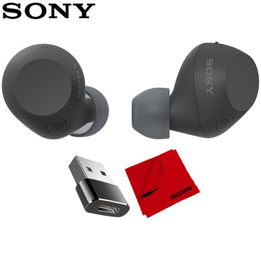 Sony Truly Wireless Noise Canceling Earbuds Black + Converter Adapter and Cloth